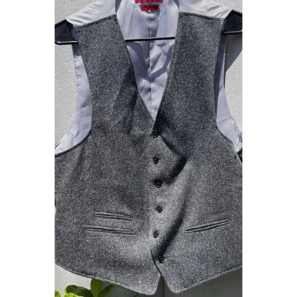 John Varvatos USA Black Gray Button Up Classic Suit Vest Men's Sz L - Picture 14 of 16